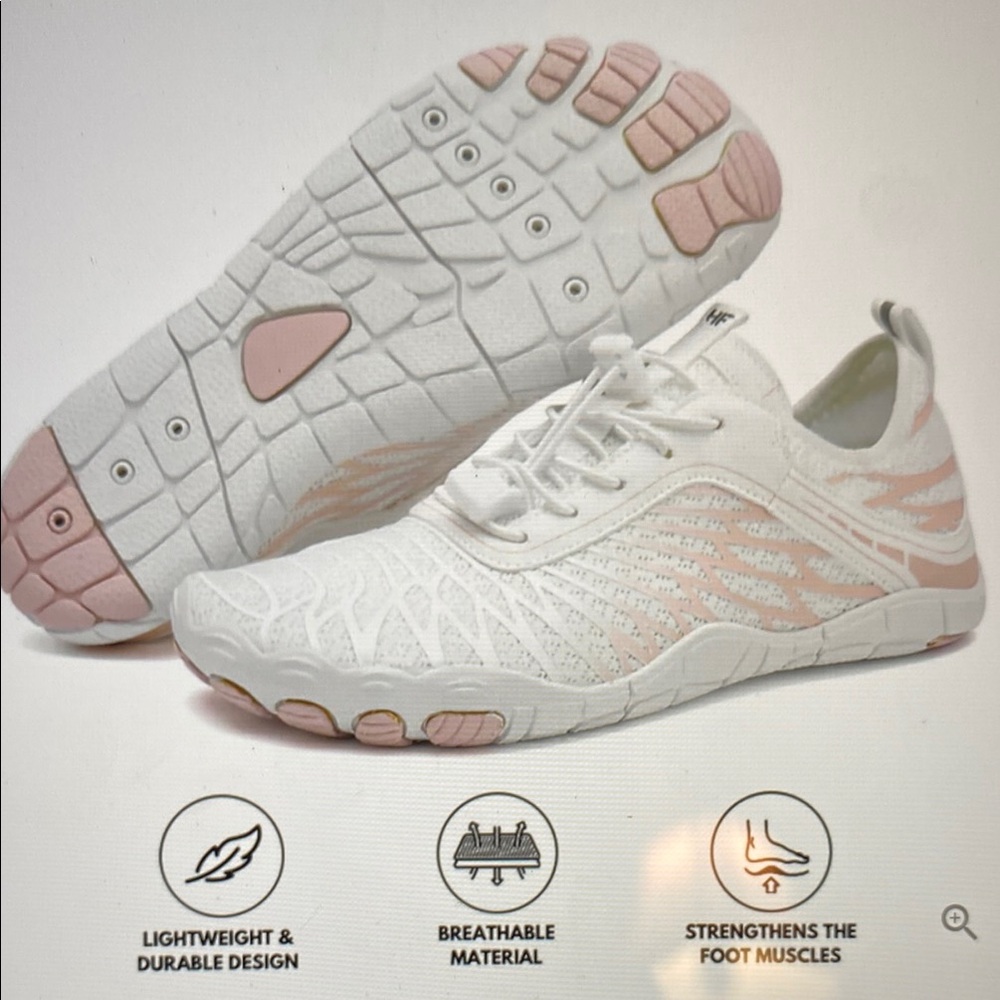 Women's White and Pink Athletic Shoes